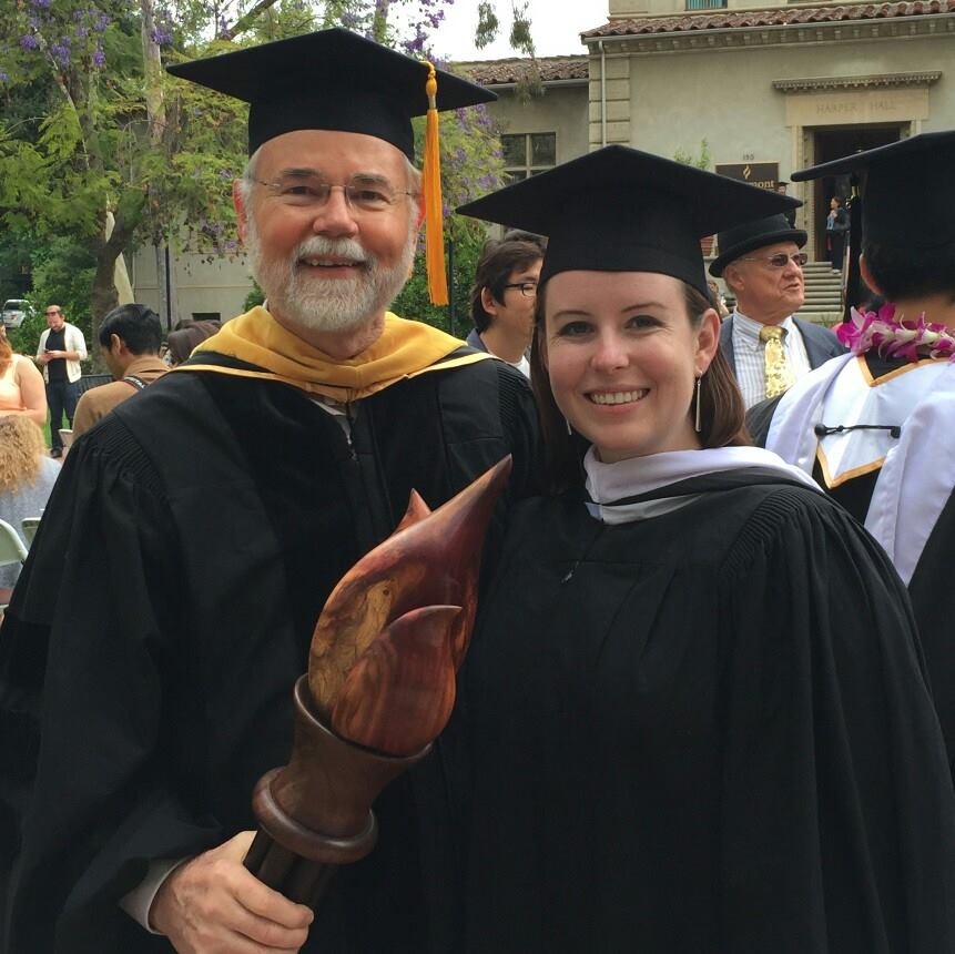 Image of Dale Berger and Dana Linnell at her master’s graduation ceremony